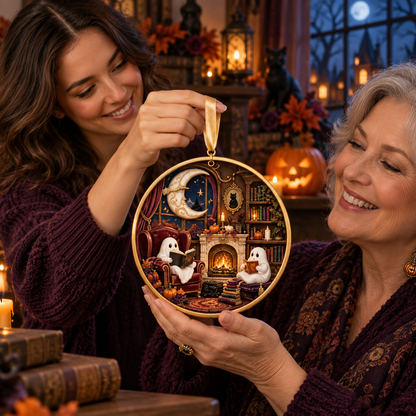 2026 Moonlit Halloween Village Hanging Ornaments – 9 Enchanting Designs with Witches, Ghosts & Pumpkin Magic