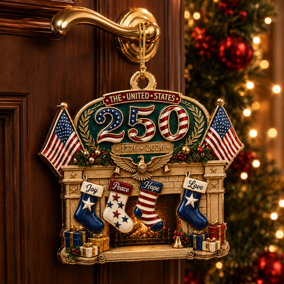 2026 USA 250th Anniversary Christmas Ornament – Patriotic Fireplace Stocking Decoration, Collectible Holiday Keepsake & Gift