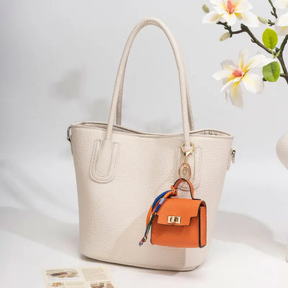 4pcs Mini Square Bag Pendant Keychain - High Quality Leather with Colorful Strap 🎒