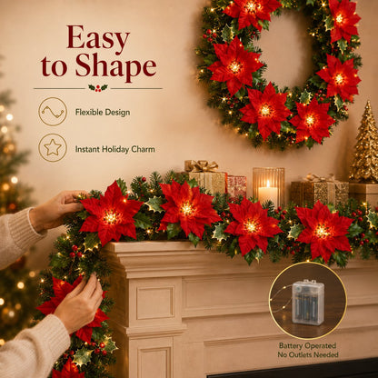 🎄✨ Christmas Poinsettia LED Garland String Lights - image 4