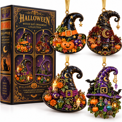 Halloween Witch Hat Ornament – Enchanted Potion Garden Hanging Collection, Spooky Halloween Gift for Witch Lovers & Family