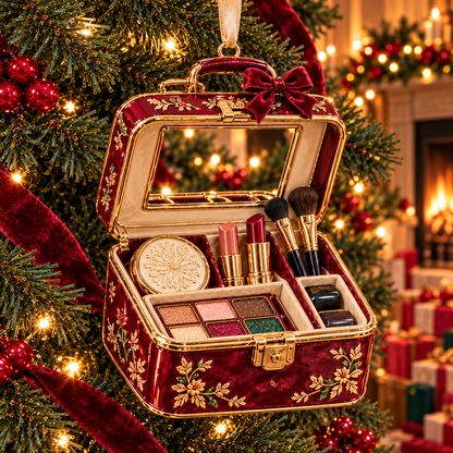 Vintage Glamour Christmas Ornaments – 6 Elegant Makeup & Beauty-Themed Holiday Decorations | Perfect Christmas Gifts for Makeup Lovers & Beauty Enthusiasts 🎄💄✨