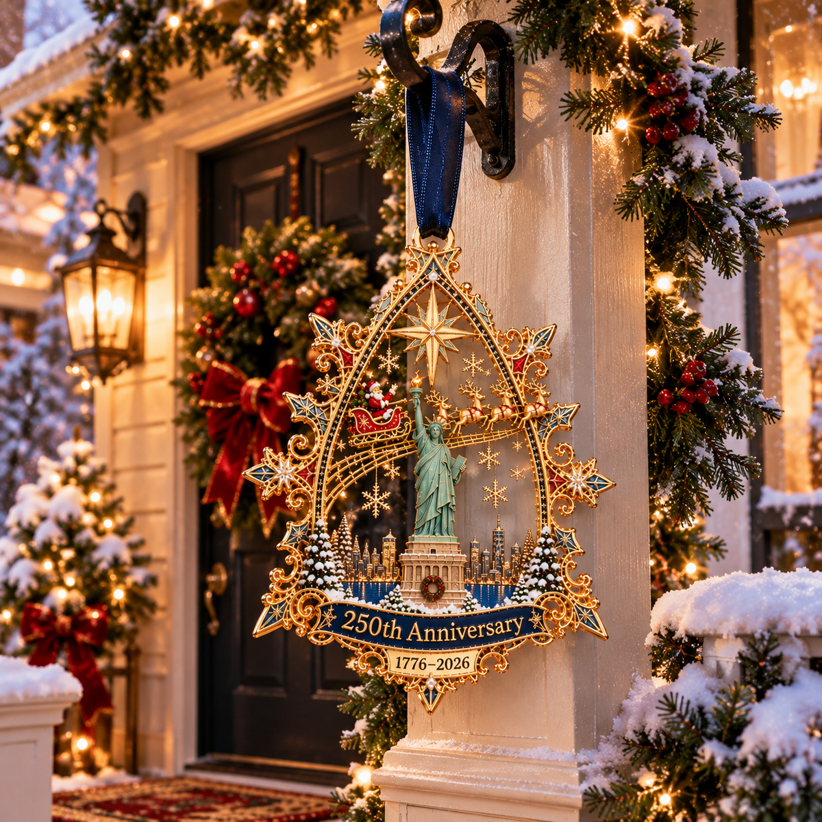 🎄250th Anniversary Christmas Ornament 2026,Statue of Liberty & New York City Commemorative Ornament,