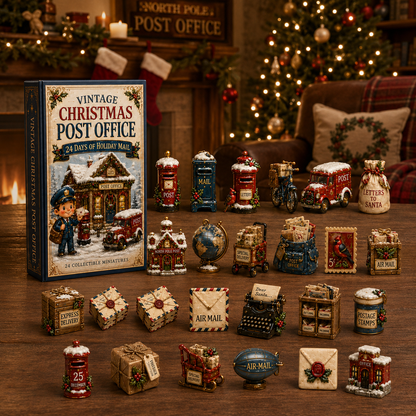 Vintage Christmas Post Office 24-Day Advent Calendar – 24 Collectible Miniatures