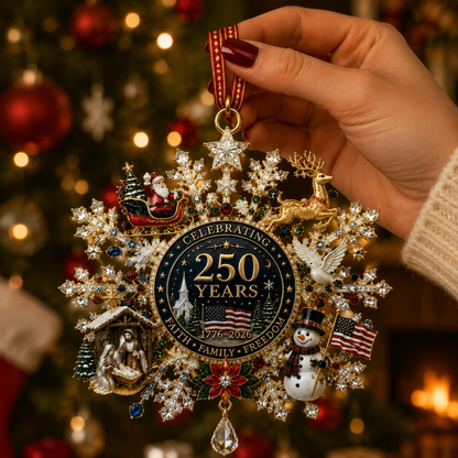 ✨Patriotic Limited Edition – Sparkling Christmas Commemorative Snowflake Ornament