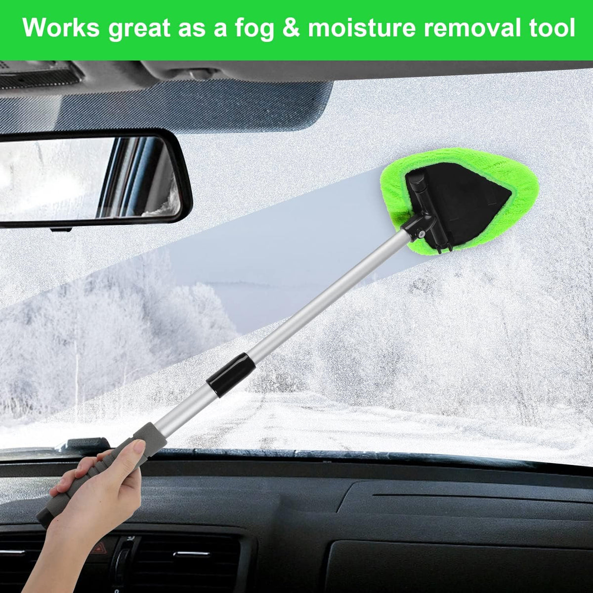 💥 💥 🔥 Windshield Cleaning Tool, Microfiber Car Window Cleaner with 4 Reusable and Washable Microfiber Pads and Extendable Handle - image 2