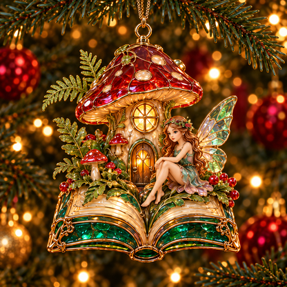 🎄 2026 Enchanted Storybook Christmas Ornaments – Set of 6 |  Stained Glass Fairy Tale Castle, Unicorn, Fairy, Mermaid, Dragon & Snowy Village Hanging Decorations | Magical Christmas Tree Ornaments & Fantasy Lover Gifts