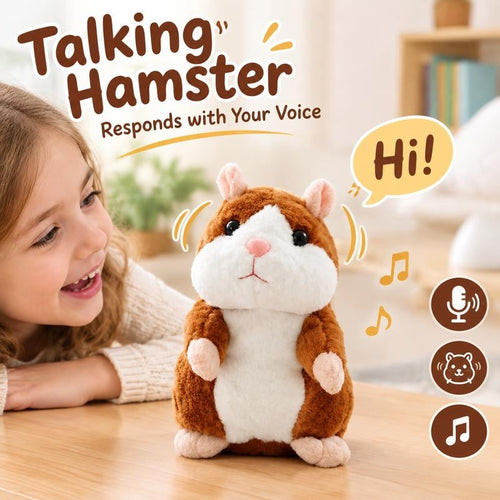 🐹 Talking Hamster Plush – repeats whatever you say, auto head-shaking, hilarious fun for kids & adults 🎁
