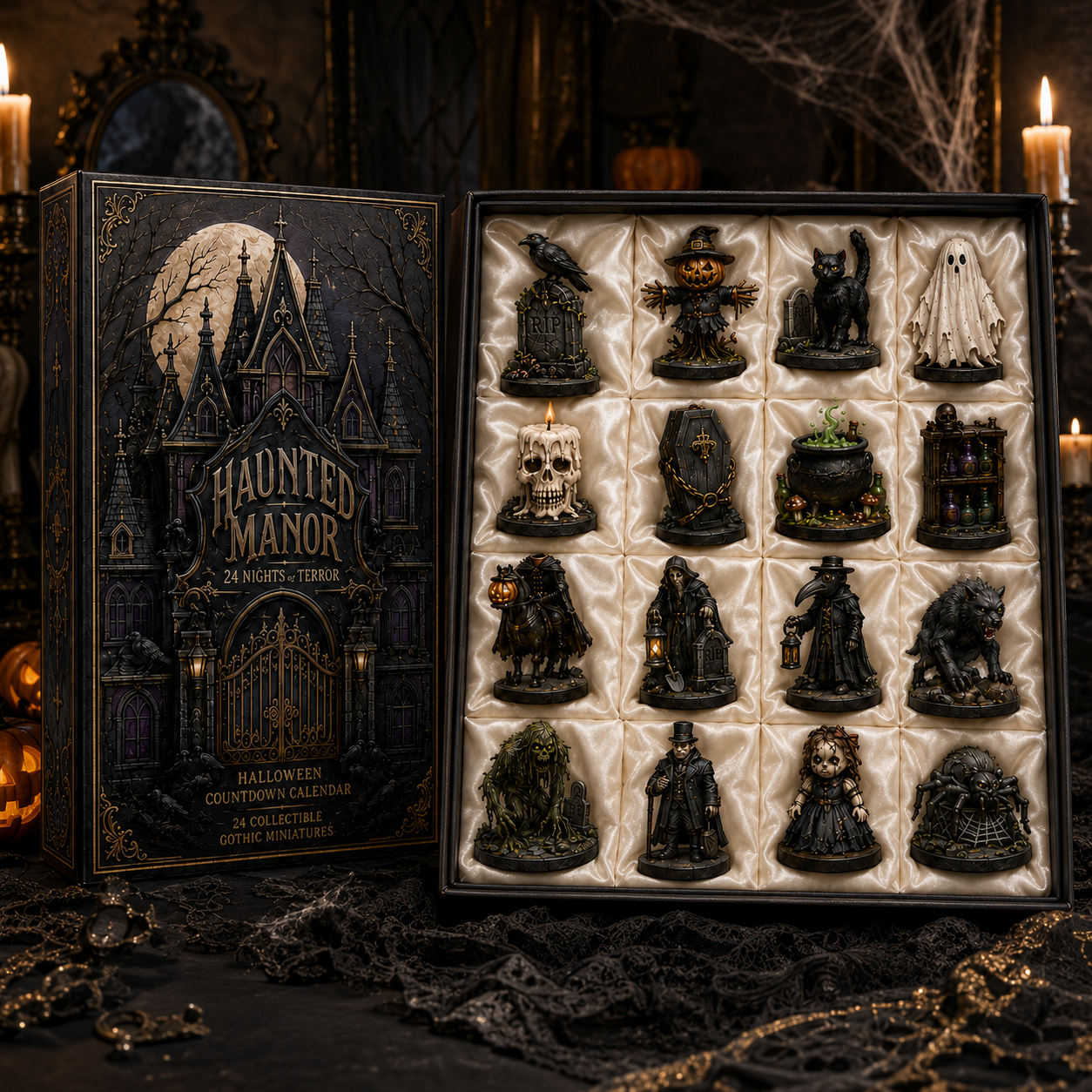 Haunted Manor Halloween Countdown Calendar 2026 – 24 Nights of Terror Gothic Miniature Collectibles