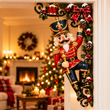 🎄 Classic Christmas Nutcracker Door Corner Decorations – Wooden Left & Right Pair