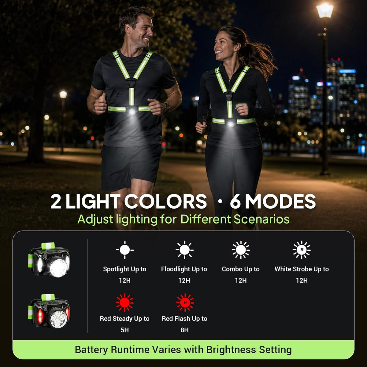 🏃Running Lights for Runners, 550Lm, Y-Shaped Buckle Running Light Vest - image 4