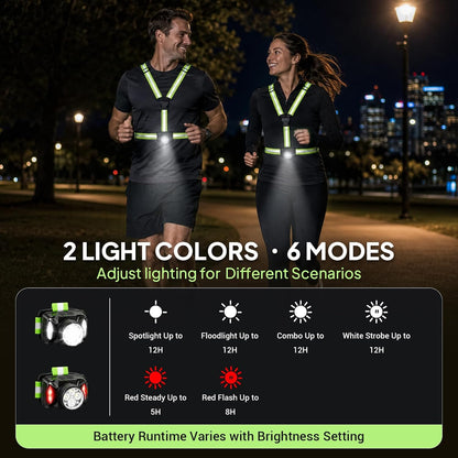 🏃Running Lights for Runners, 550Lm, Y-Shaped Buckle Running Light Vest - image 4