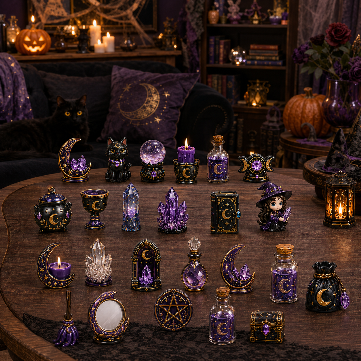 Crystal Witch Advent Calendar 2026 – 24 Days of Magical Crystal Miniatures, Mystical Witchy Collectibles & Enchanting Gifts for Fantasy Lovers, Acrylic Charms Blind Box