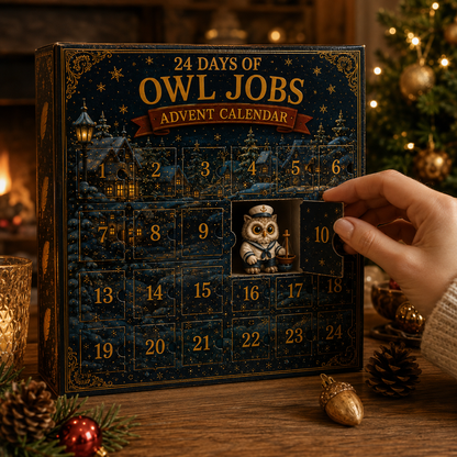 Owl Jobs Advent Calendar 2026 – 24 Days of Unique  Collectible Owl Miniatures, Christmas Countdown Gift for Owl Lovers & Bird Lovers