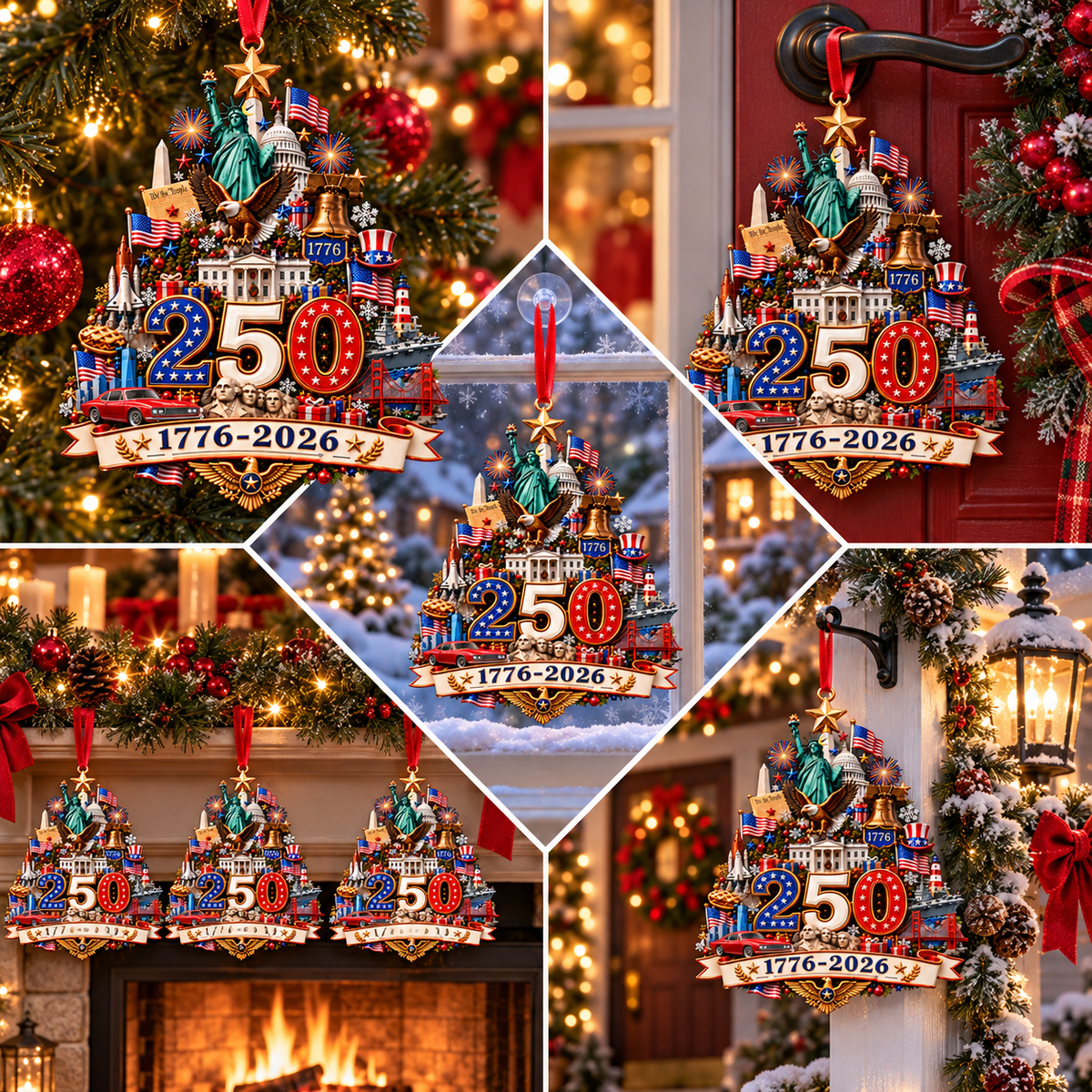2026 250th Anniversary Christmas Ornament – 1776–2026 Patriotic Commemorative Keepsake, Meaningful Holiday Gift for Family & Friends