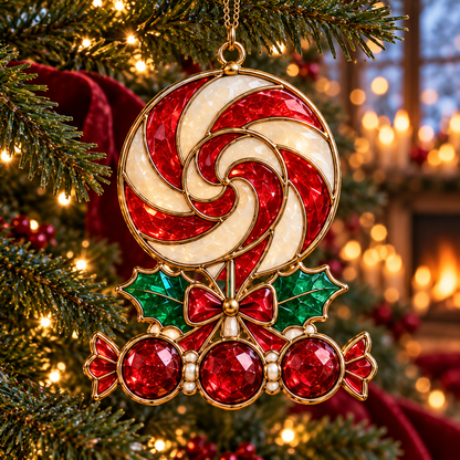 ✨ 2026 Magical Stained Glass Christmas Ornaments – Set of 6 |  Crystal Castle, Candy, Rocket, Rainbow Star & Heart Hanging Decorations | Colorful Christmas Tree Ornaments & Holiday Gifts