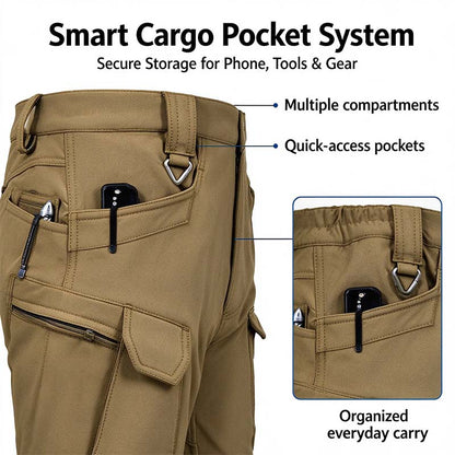 Men's Windproof & Warm Outdoor Military Tactical Pants - Fleece-Lined, Solid Color👖