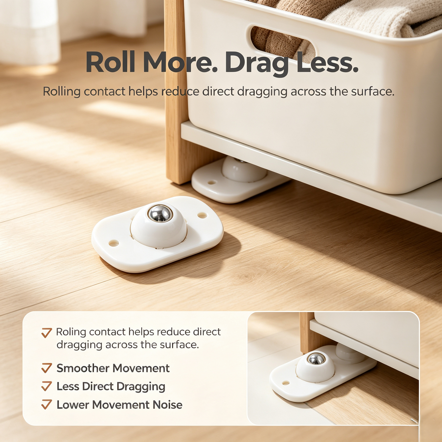 Stick-On 360° Mini Caster Wheels（12Pcs） - image 4