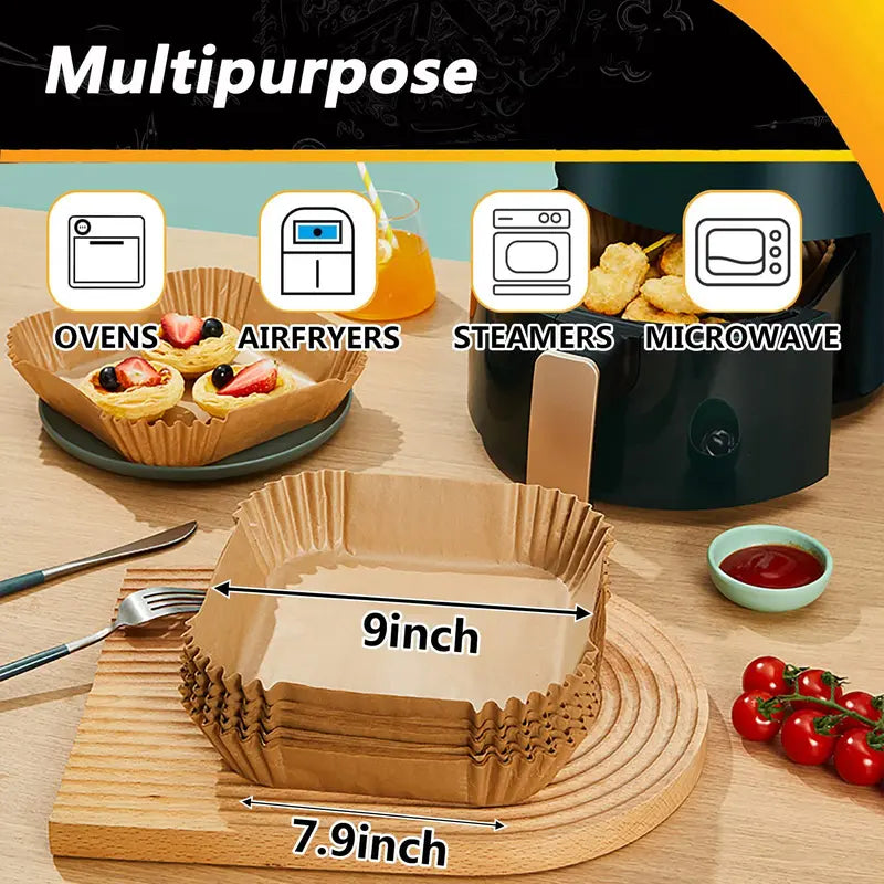 100PCS Disposable Air Fryer Paper Liners – Non-Stick, Oil-Proof & Easy Cleanup - image 1