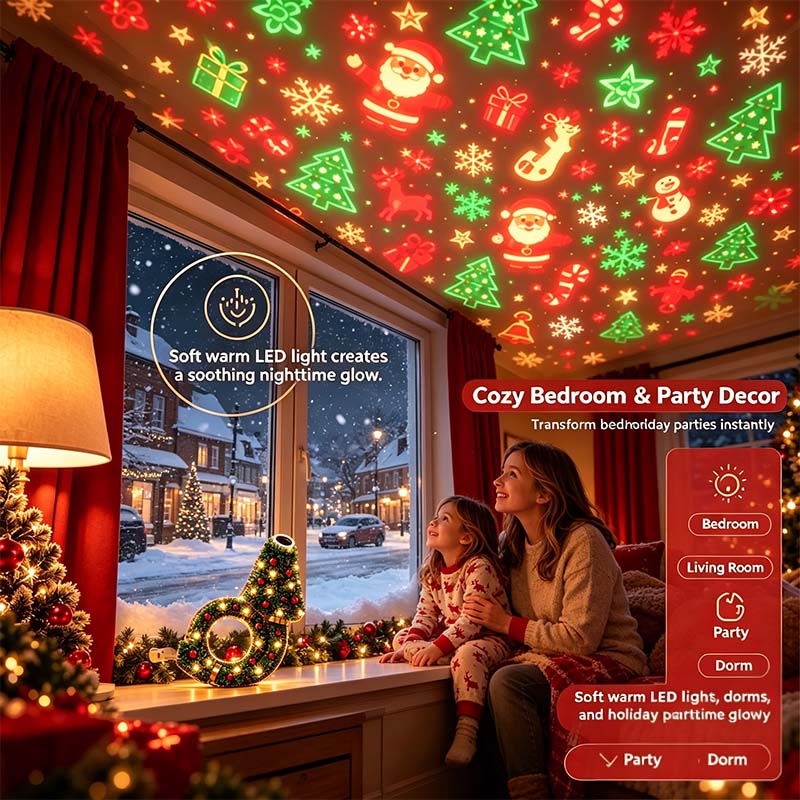 2026 New USB Plug-In Christmas Projector Night Light, 6+ Holiday Pattern Ceiling Lamp🎄 - image 2
