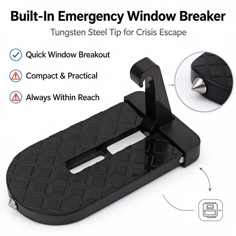 Car Door Step with Safety Hammer, Automotive Compact Anti-Slip Roof Latch Hook Ladder 🚙