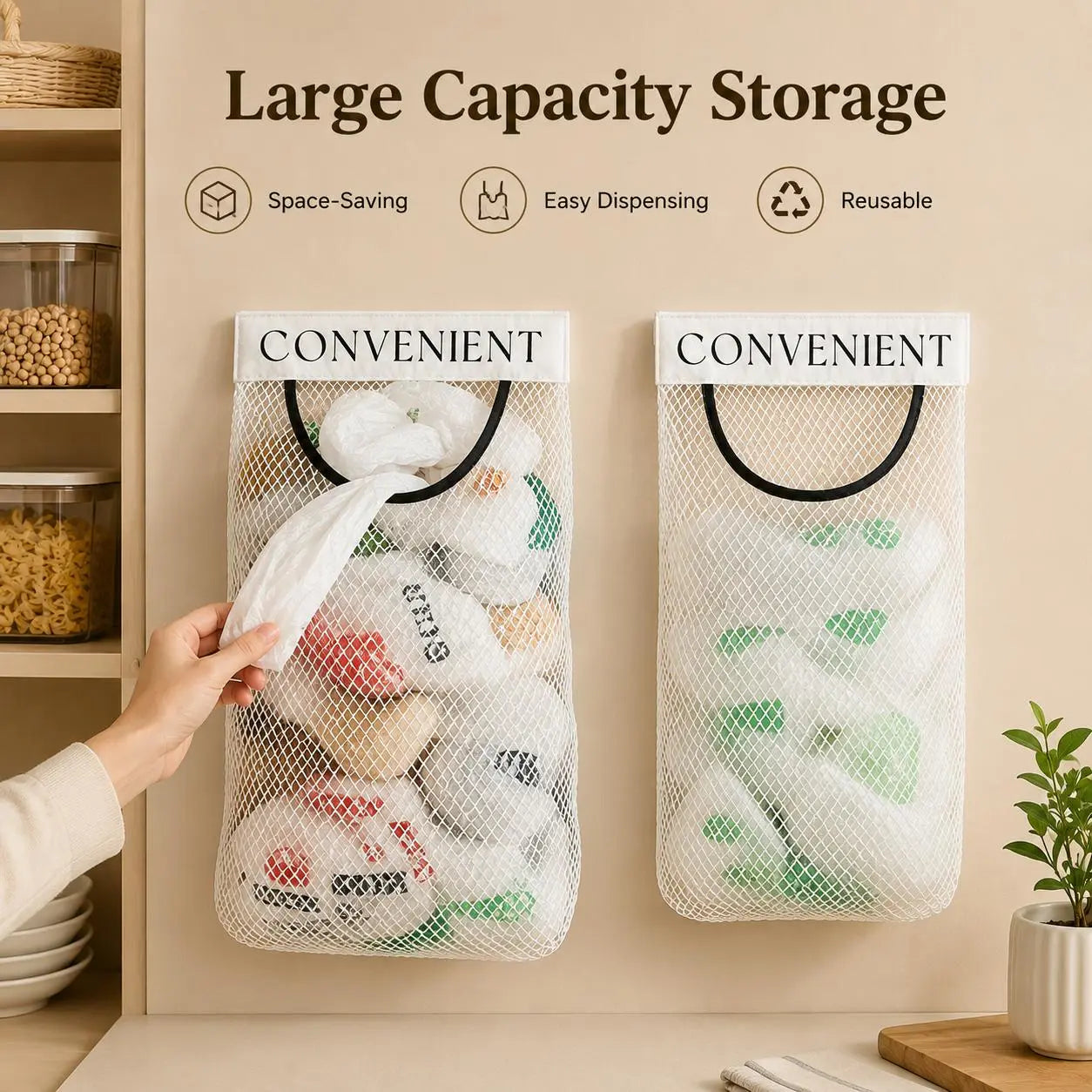 5PCS Grocery Garbage Bag Holder Trash Bag Dispenser Sticky Wall Mounted Mesh🛒 - image 7