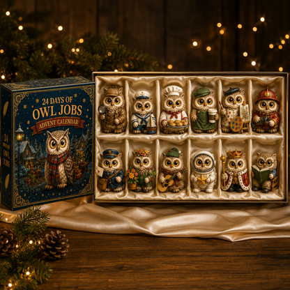 Owl Jobs Advent Calendar 2026 – 24 Days of Unique  Collectible Owl Miniatures, Christmas Countdown Gift for Owl Lovers & Bird Lovers