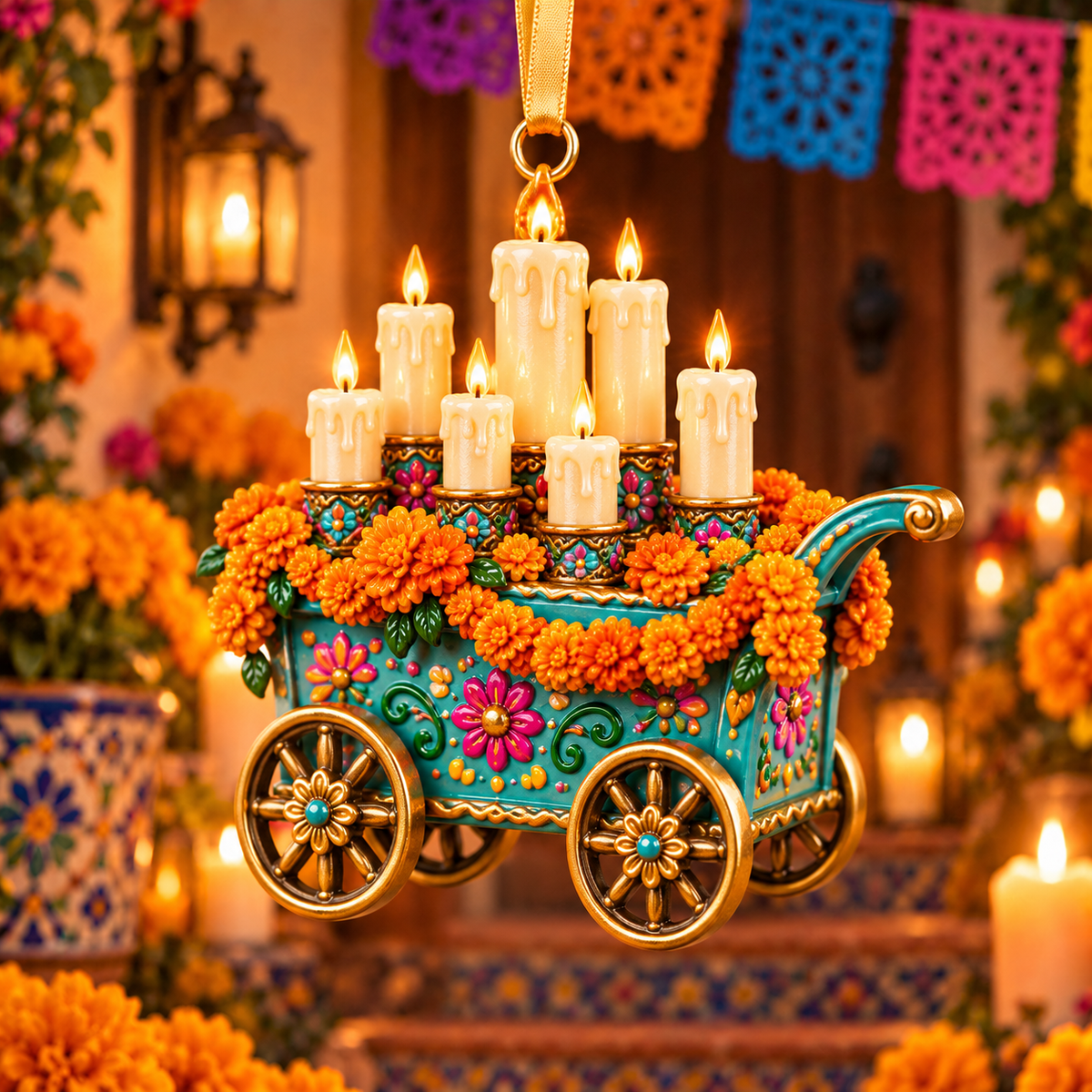2026 Día de Muertos Village Ornaments – Miniature Market & Marigold Keepsake Collection