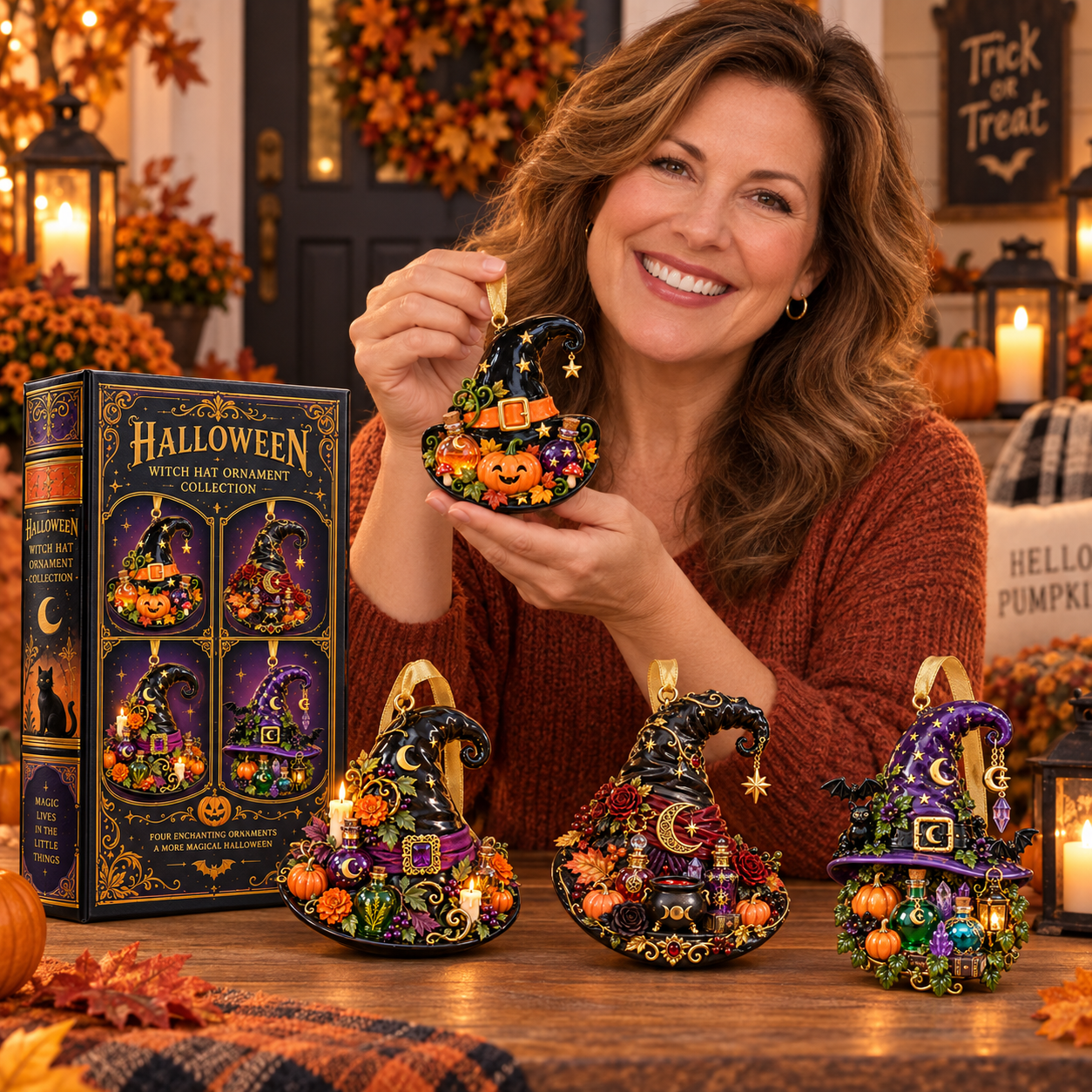 Halloween Witch Hat Ornament – Enchanted Potion Garden Hanging Collection, Spooky Halloween Gift for Witch Lovers & Family