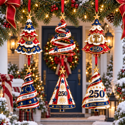 2026 Patriotic Christmas Tree Ornaments –  250th Anniversary Keepsake Collection, 1776–2026