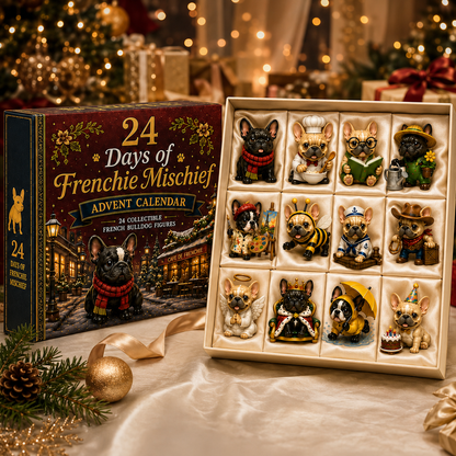 24 Days of Frenchie Mischief Advent Calendar 2026 – 24 Unique French Bulldog Collectible Figurines, Christmas Countdown Gift for Frenchie Lovers