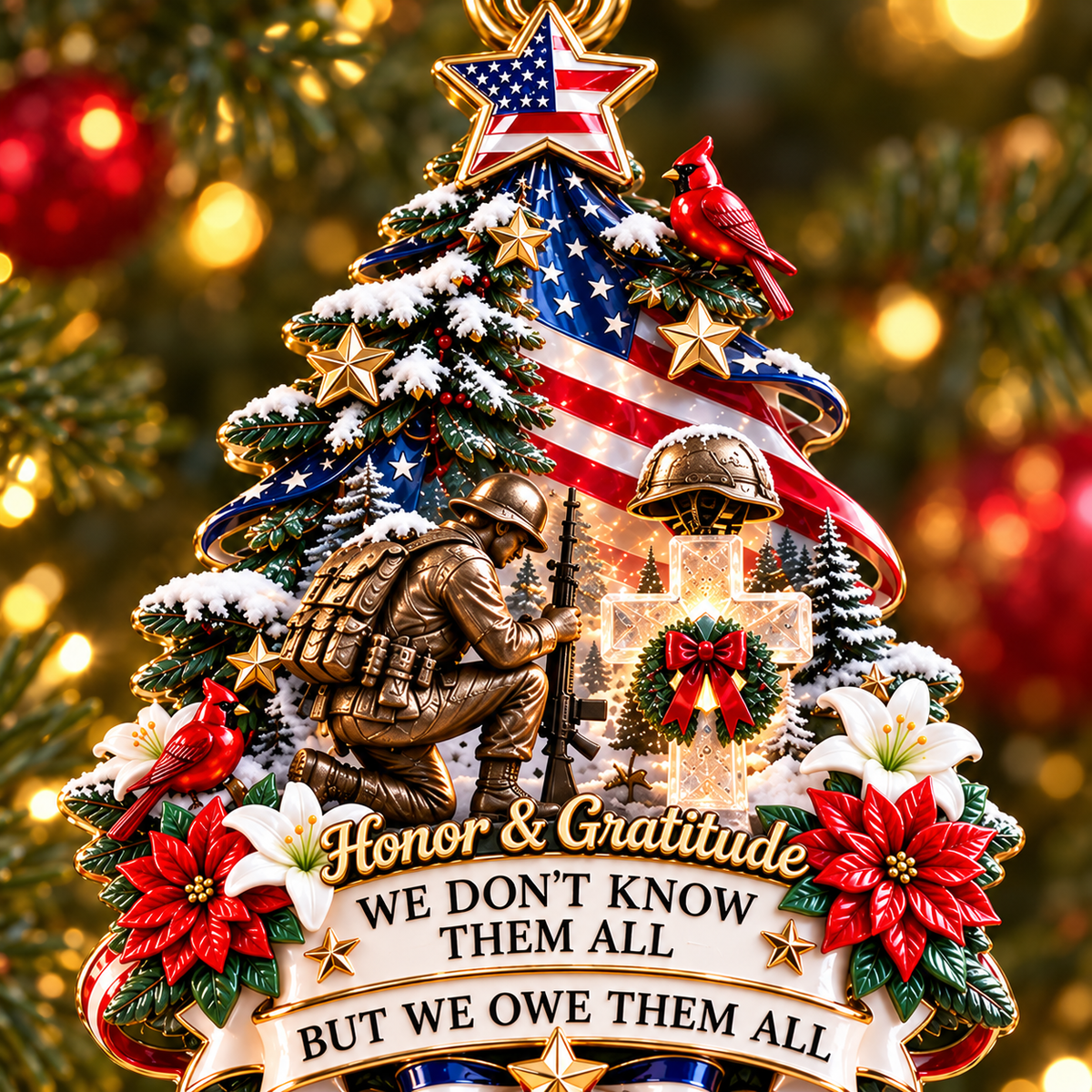 2026 Honor & Gratitude Christmas Tree Ornament – Military Tribute & Memorial Keepsake
