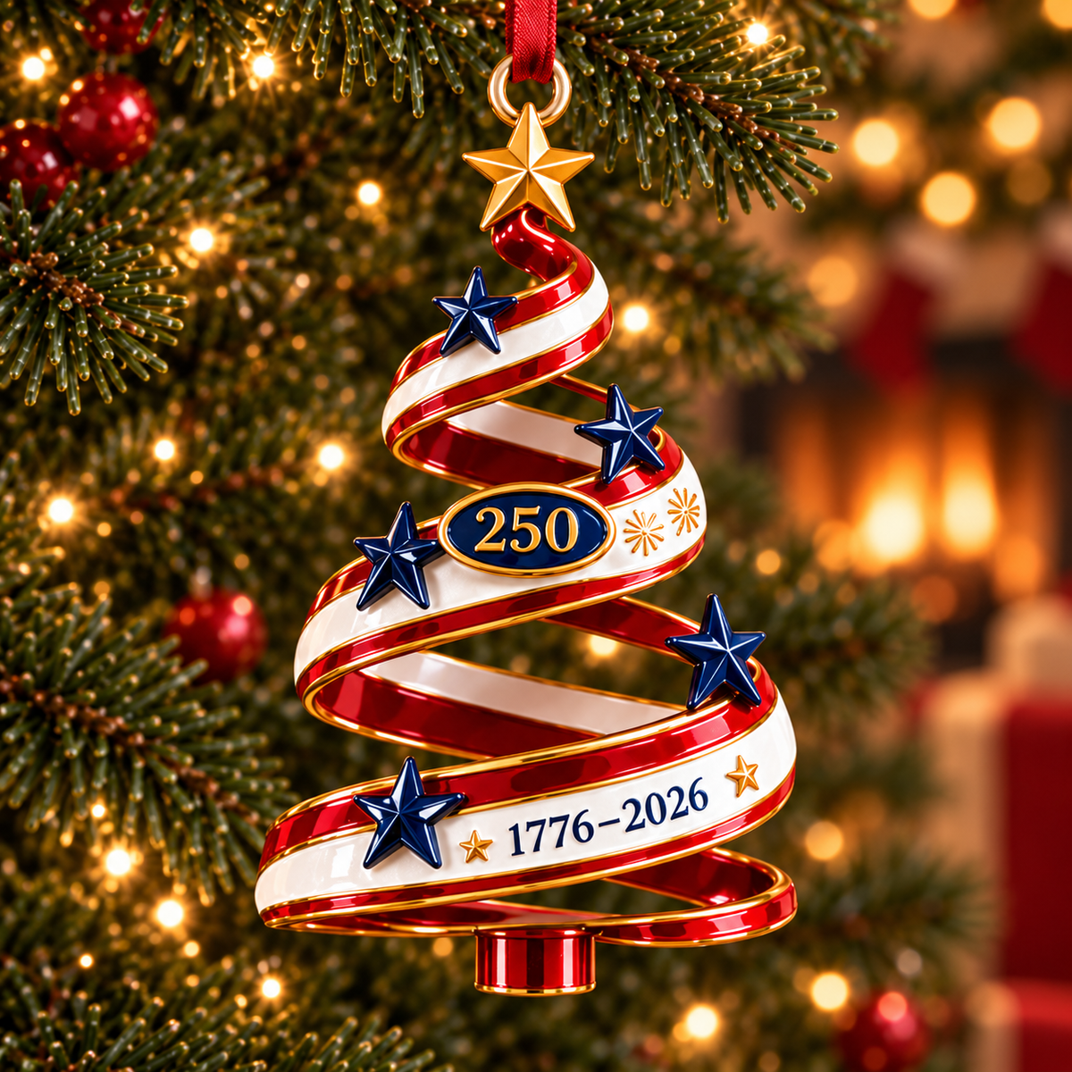 2026 Patriotic Christmas Tree Ornaments –  250th Anniversary Keepsake Collection, 1776–2026