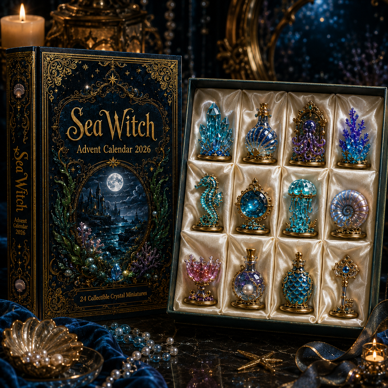 Sea Witch Advent Calendar 2026 – 24-Day Enchanted Ocean Crystal Miniature Countdown Calendar | Mystical Sea Collectible Gift Set