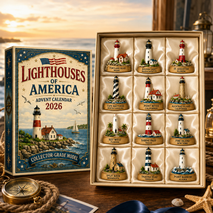 Lighthouses of America Advent Calendar 2026 – 24-Day Coastal Heritage Countdown, Collector-Grade Lighthouse Miniatures, Acrylic Charms Blind Box