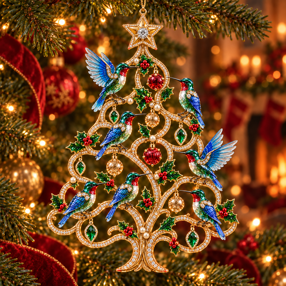 Jeweled Songbird Christmas Tree Ornament Collection – 4 Collectible Crystal-Style Designs