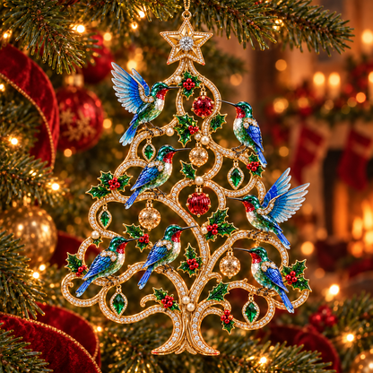 Jeweled Songbird Christmas Tree Ornament Collection – 4 Collectible Crystal-Style Designs