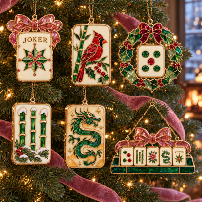 Merry Mahjong Christmas Ornaments – 6-Piece Holiday Gift Set for Mahjong Lovers