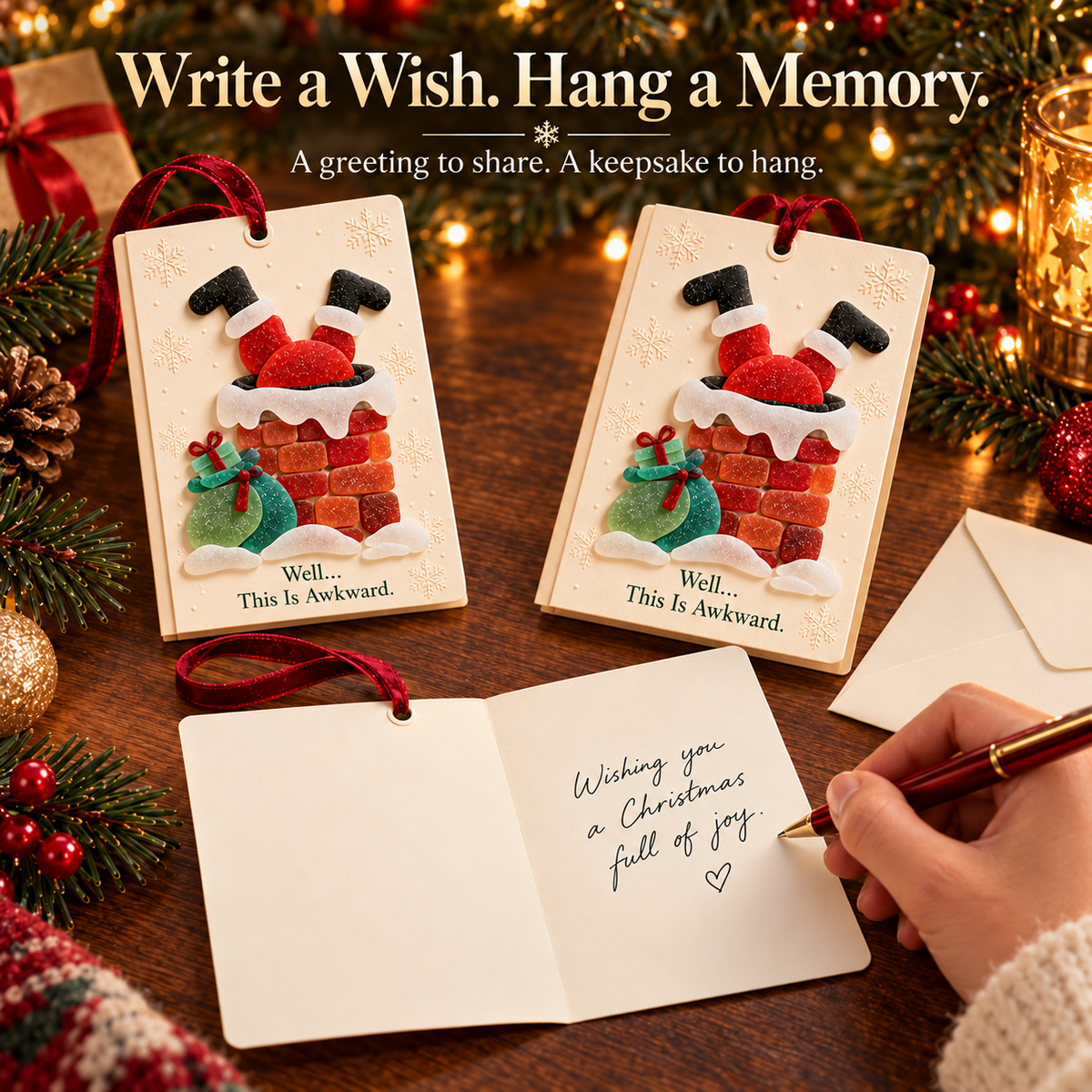 🎄 Sea glass style -Christmas Wishes – 2-in-1 Greeting Cards & Keepsake Ornaments | 6 Festive Designs