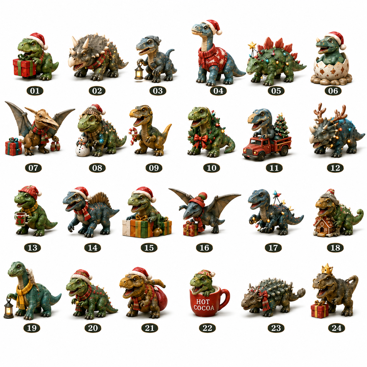 24 Days of Dinosaurs Christmas Countdown Calendar – 24 Unique Collectible Dinosaur Figurines