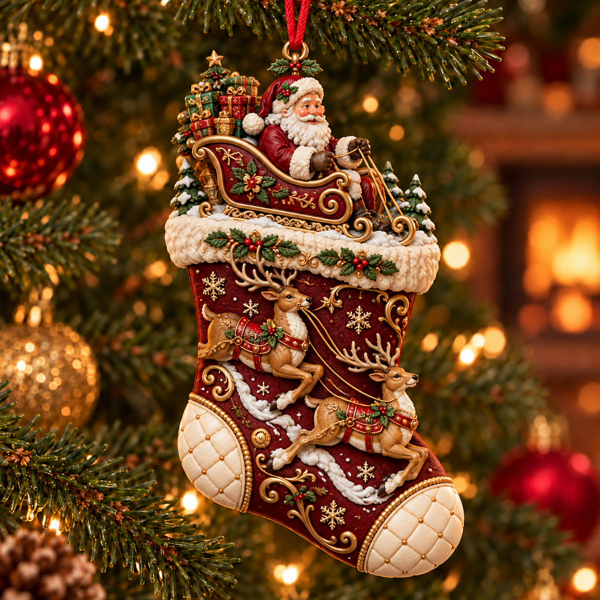 2026 Christmas Storybook Stocking Ornaments – 6-Piece Vintage  Holiday Collection