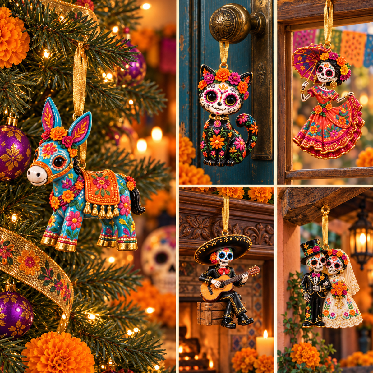 2026 Día de Muertos Ornaments –  Colorful Folk Art & Sugar Skull Keepsake Collection