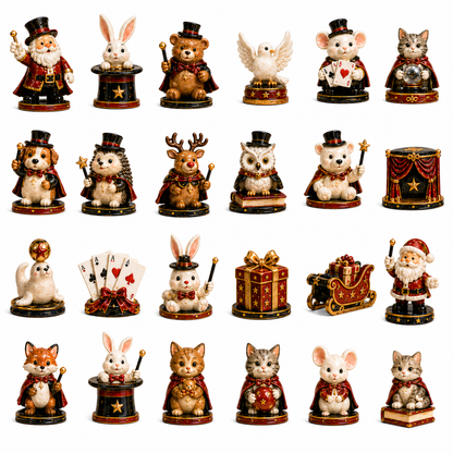 24-Day Magical Christmas Countdown Calendar – 24 Collectible Miniature Figures, A Whimsical Holiday Gift Set for Christmas Lovers & Collectors