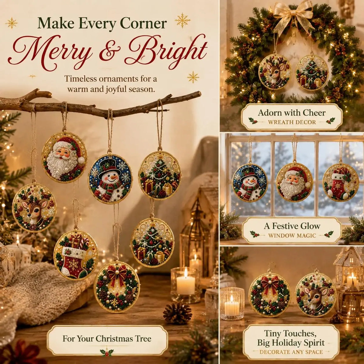 6Pcs/12Pcs Christmas DIY Diamond Painting Ornaments Kit, Xmas Tree Hanging Pendant🎄 - image 7