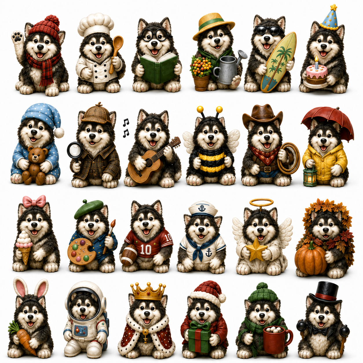 Alaskan Malamute Advent Calendar 2026 – 24 Days of Adorable Collectible Malamute Figurines