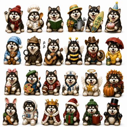 Alaskan Malamute Advent Calendar 2026 – 24 Days of Adorable Collectible Malamute Figurines