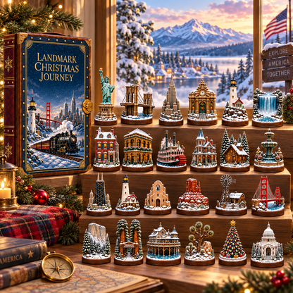 2026 Landmark Christmas Journey 24-Day Countdown Calendar – 24 Unique Iconic Landmark Miniatures, Winter Travel Advent Collection & Christmas Gift for Travelers