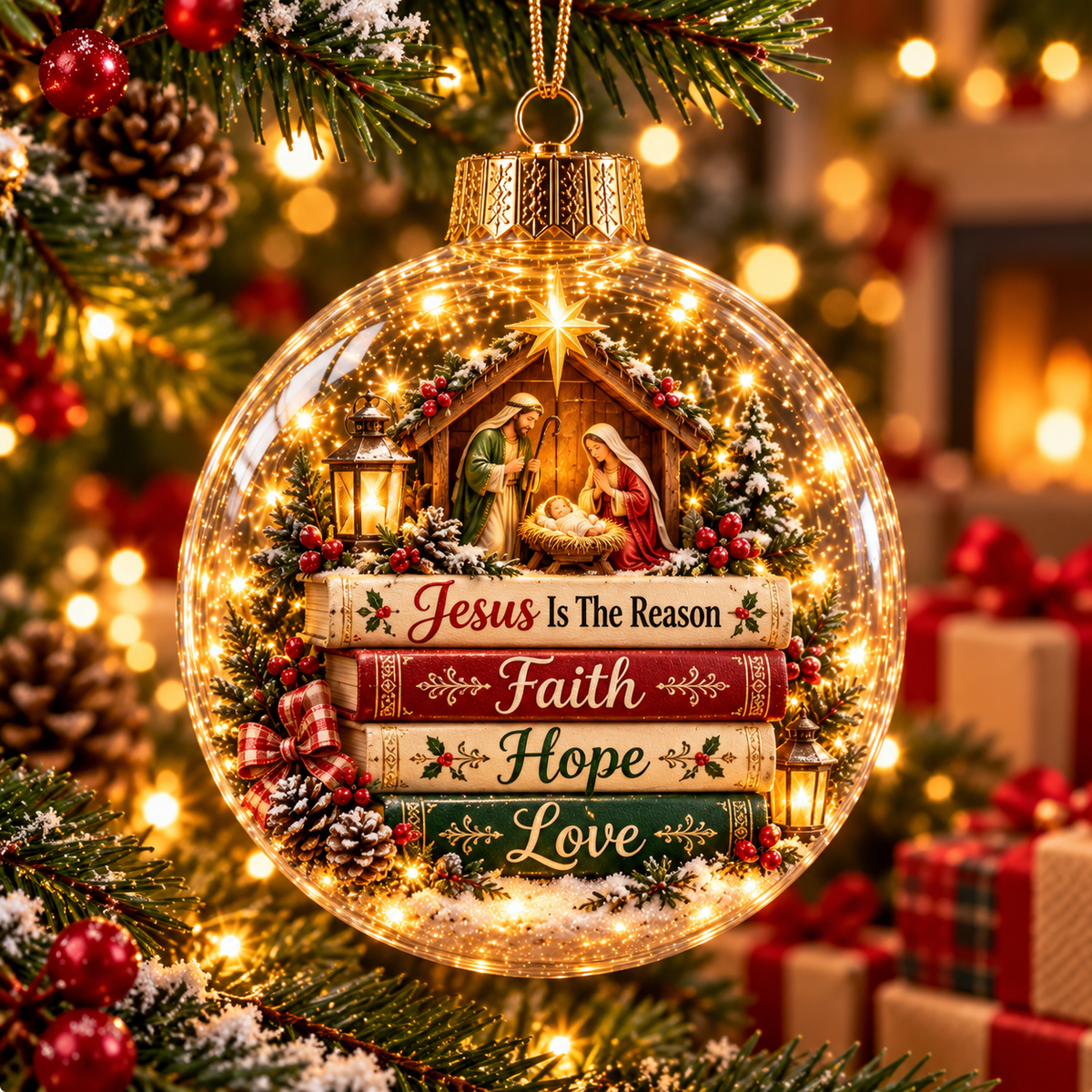 Jesus Is the Reason faith hope love Christmas ornament