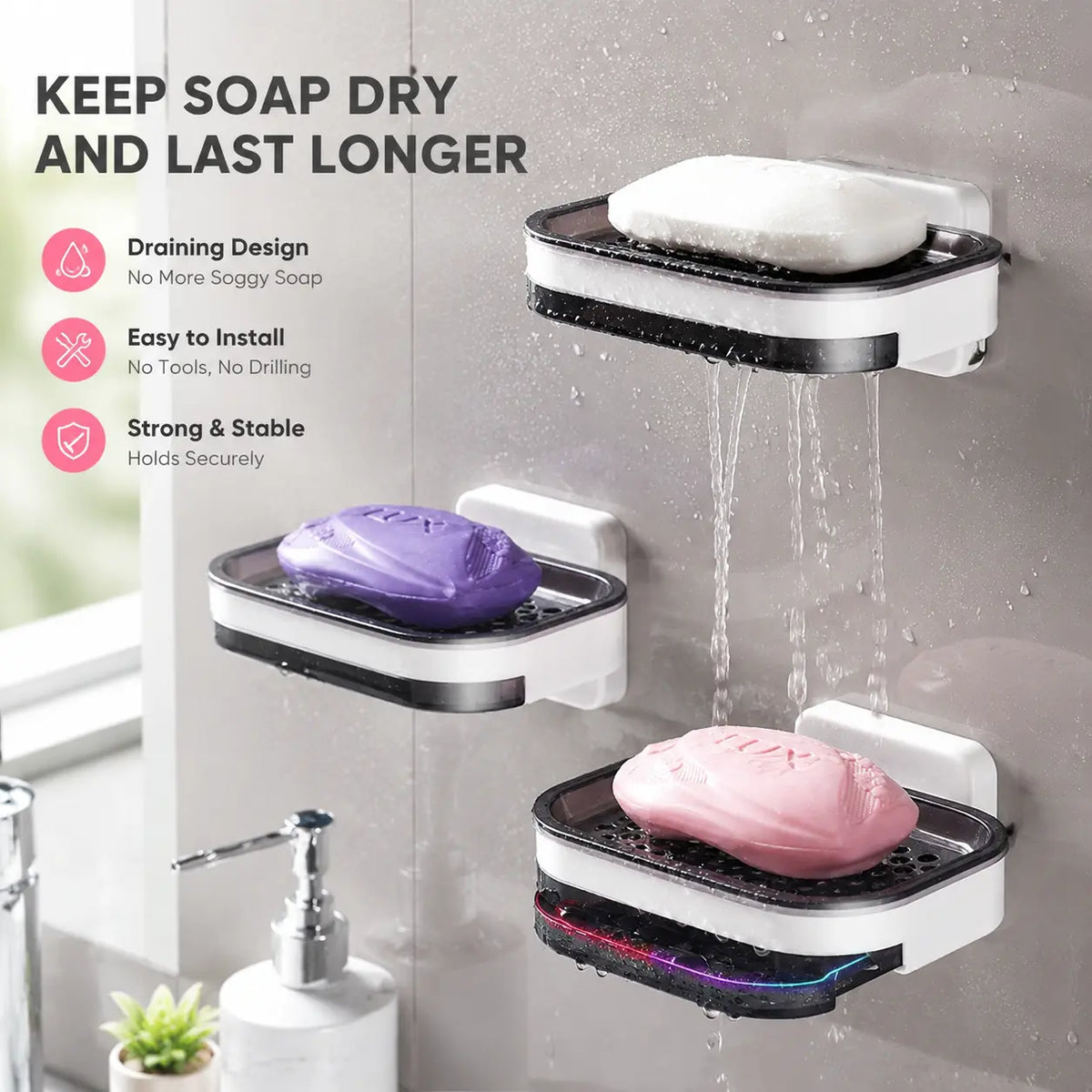 Wall Mounted Double-Layer Soap Bar Holder with Drainage Holes🧼 - image 1