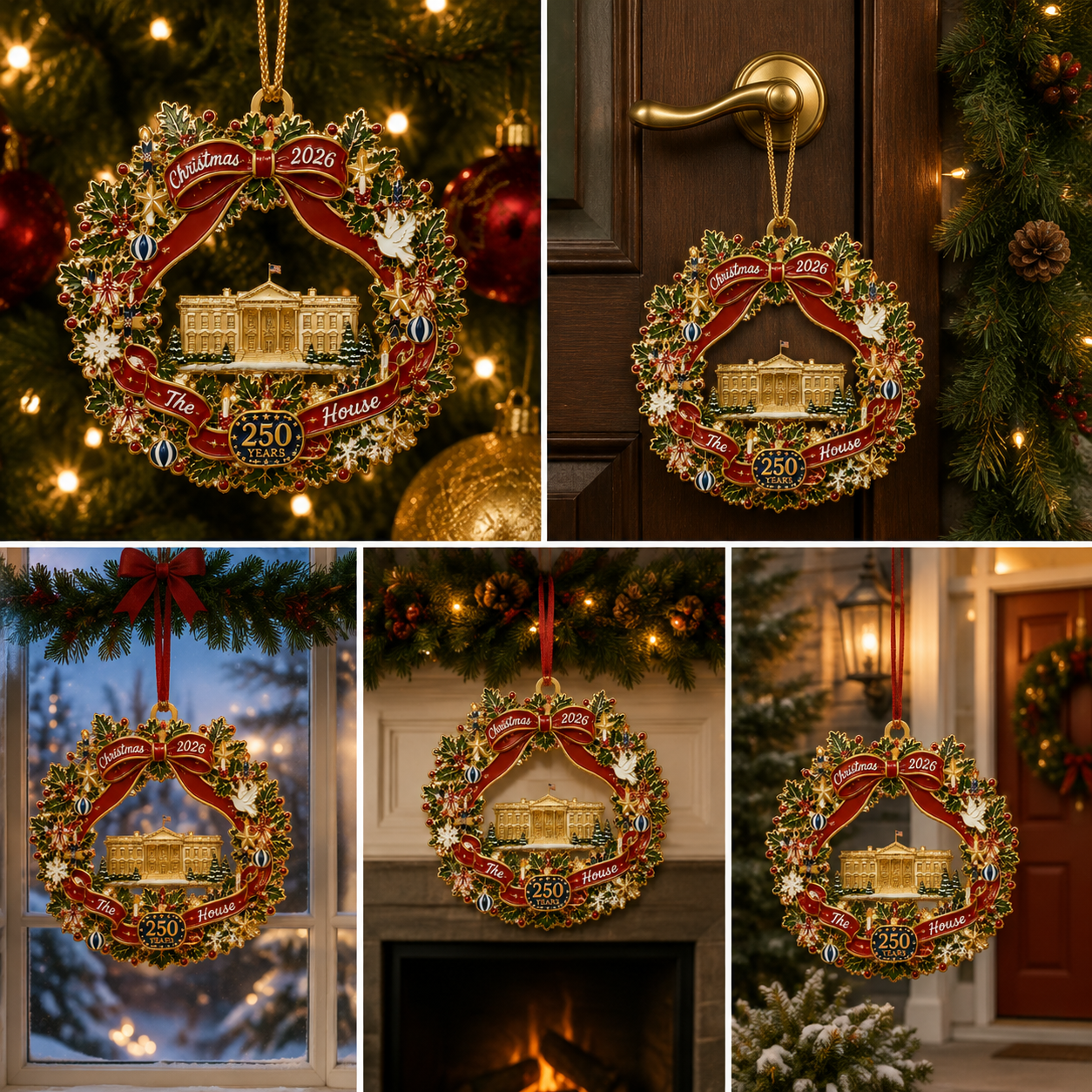 ✨White House Scene Christmas Wreath Commemorative Ornament